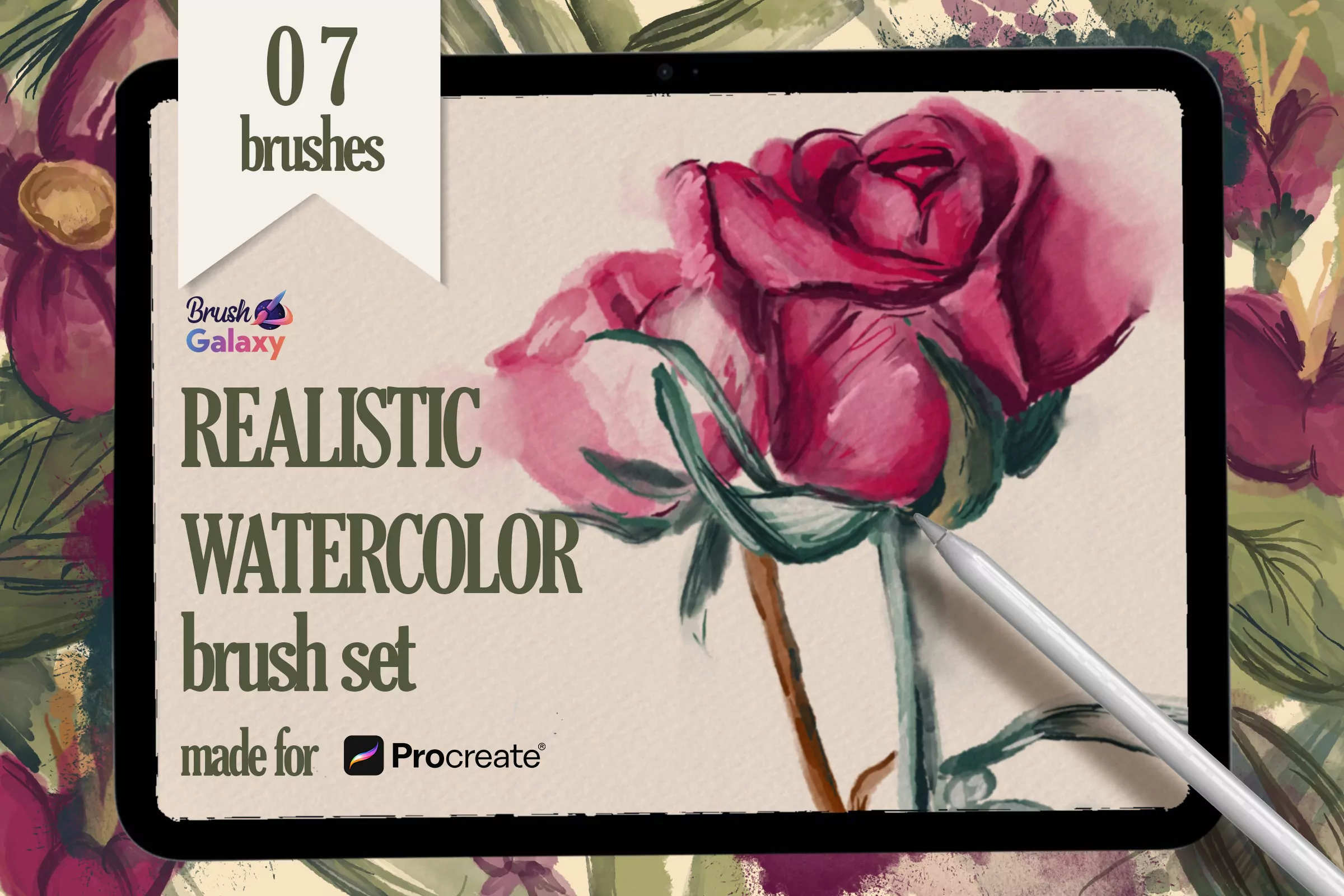 Realistic Watercolor Brush Set