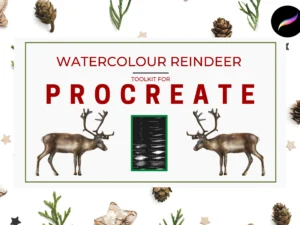 cover image reindeer watercolour toolkit for procreate