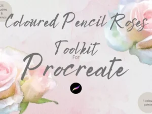 cover image roses coloured pencil toolkit for procreate