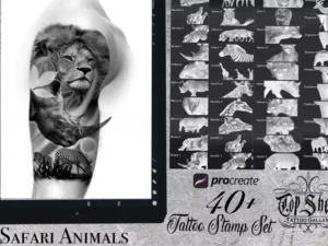 cover image safari animals procreate tattoo brushes