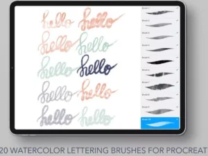 cover image set of 10 watercolor lettering brushes