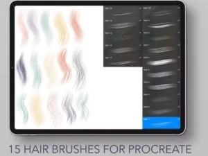 cover image set of 15 procreate hair brushes