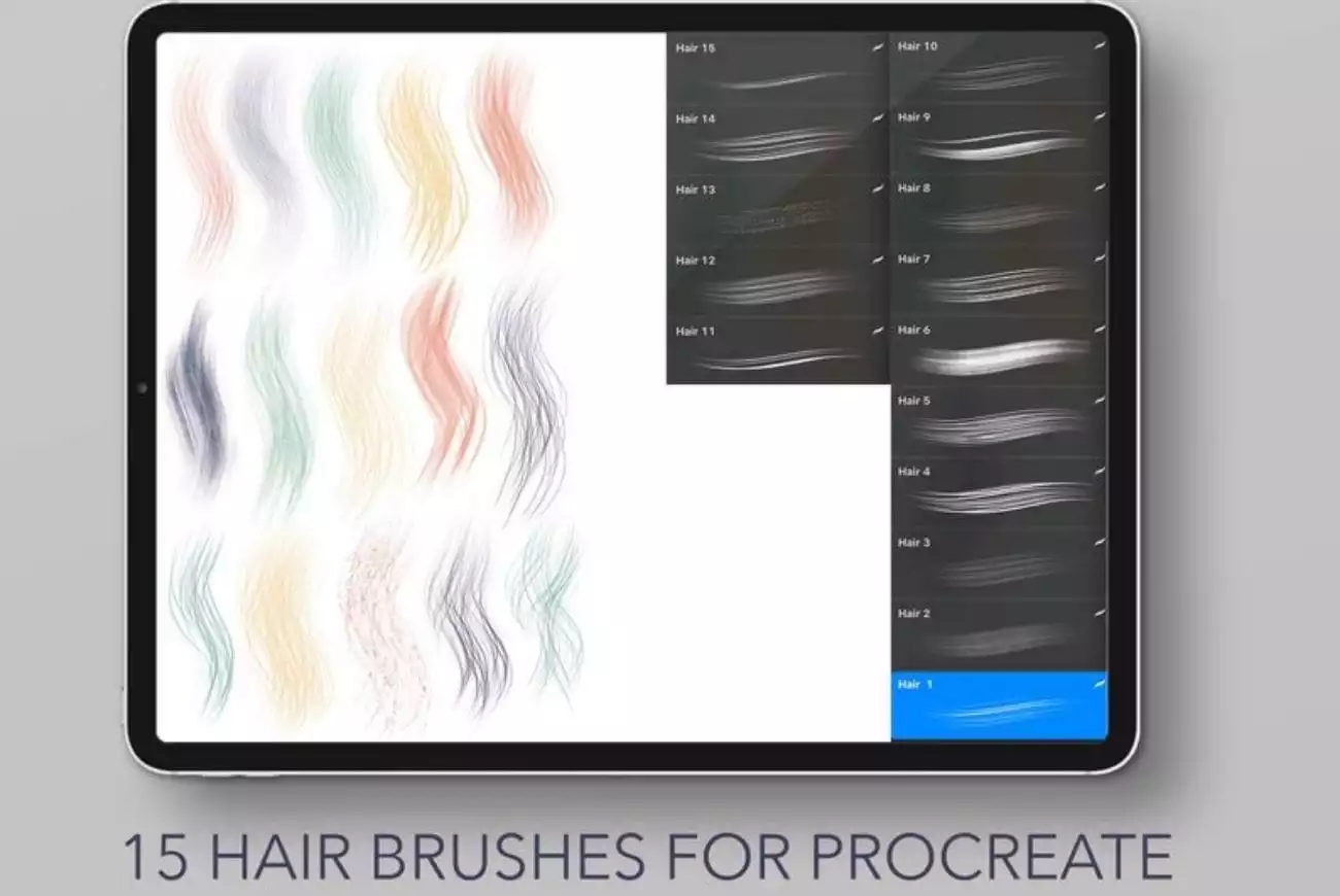 Set Of 15 Procreate Hair Brushes