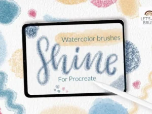 cover image shimmer glitter watercolor brushes procreate