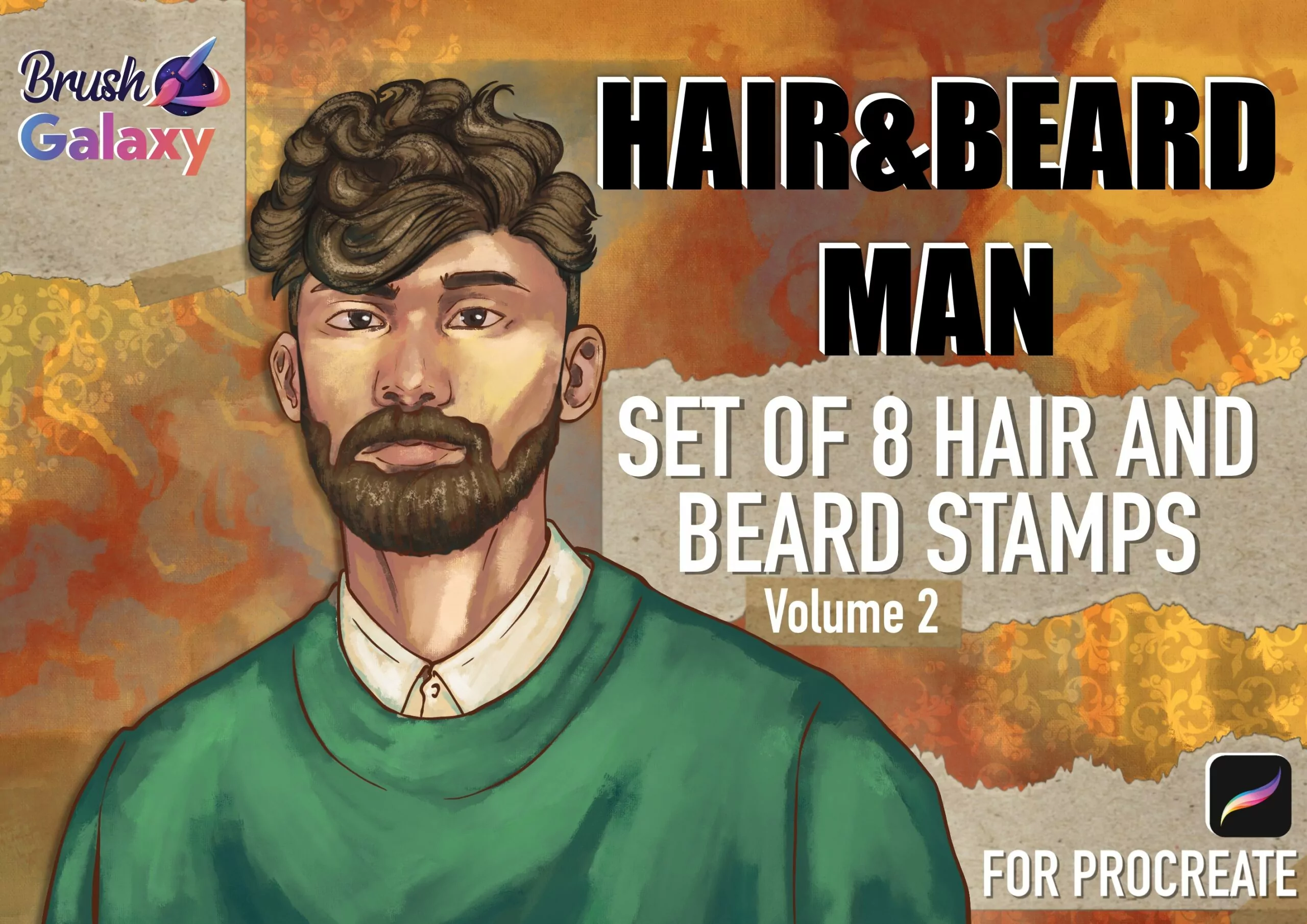 Short Hair & Beard Man Stamps Vol 2