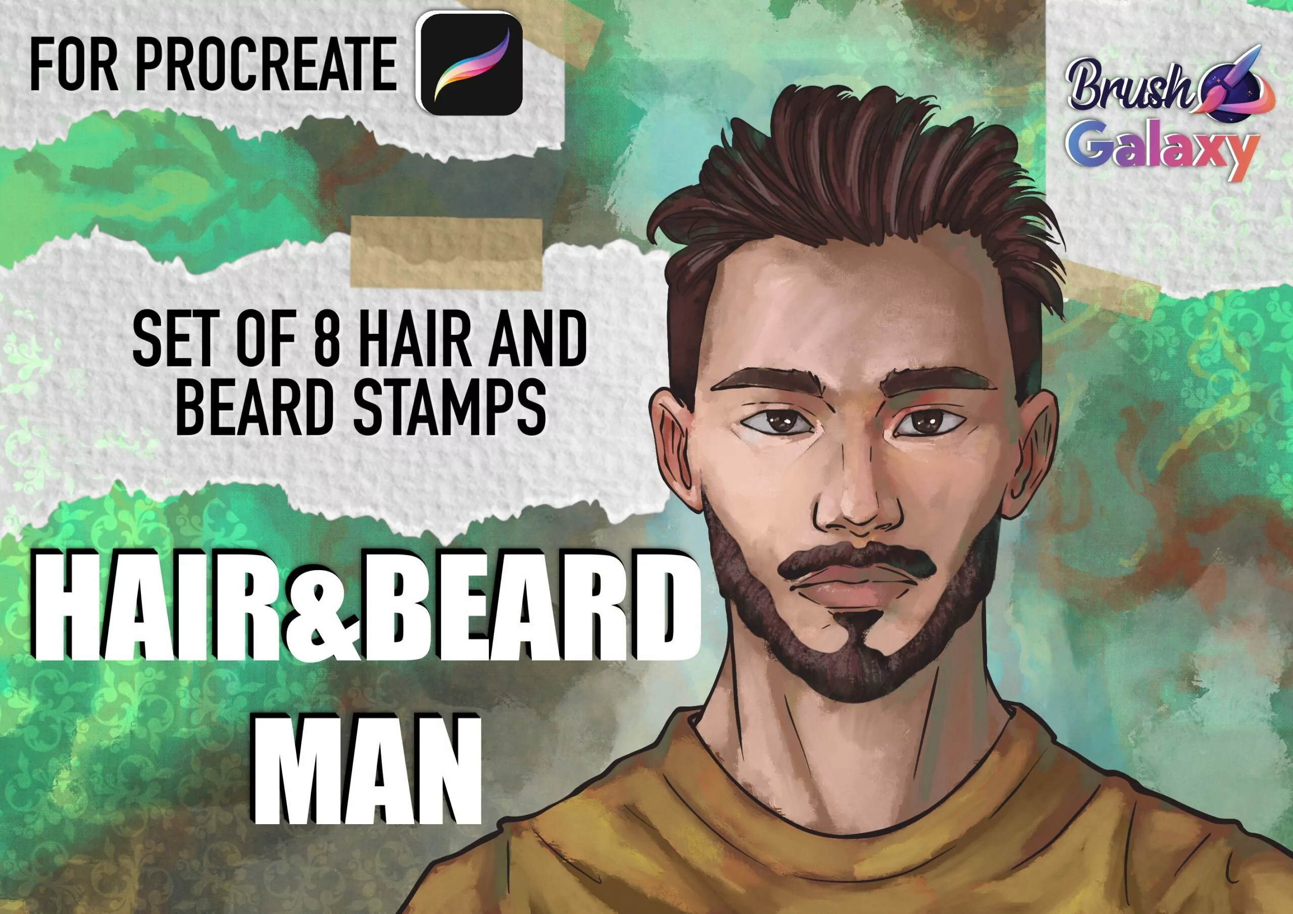 Short Hair & Beard Man Stamps