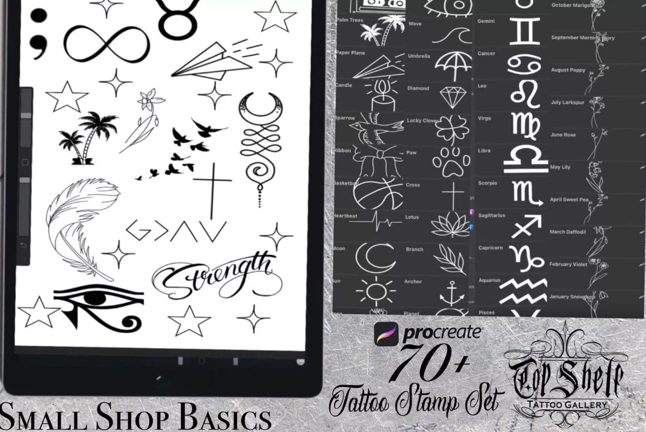 Small Tattoo Shop Basics Set Brushes