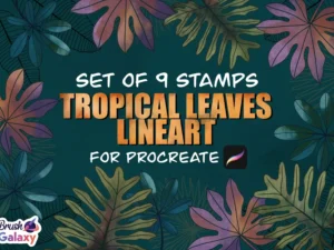 cover image tropical leaves lineart brushes