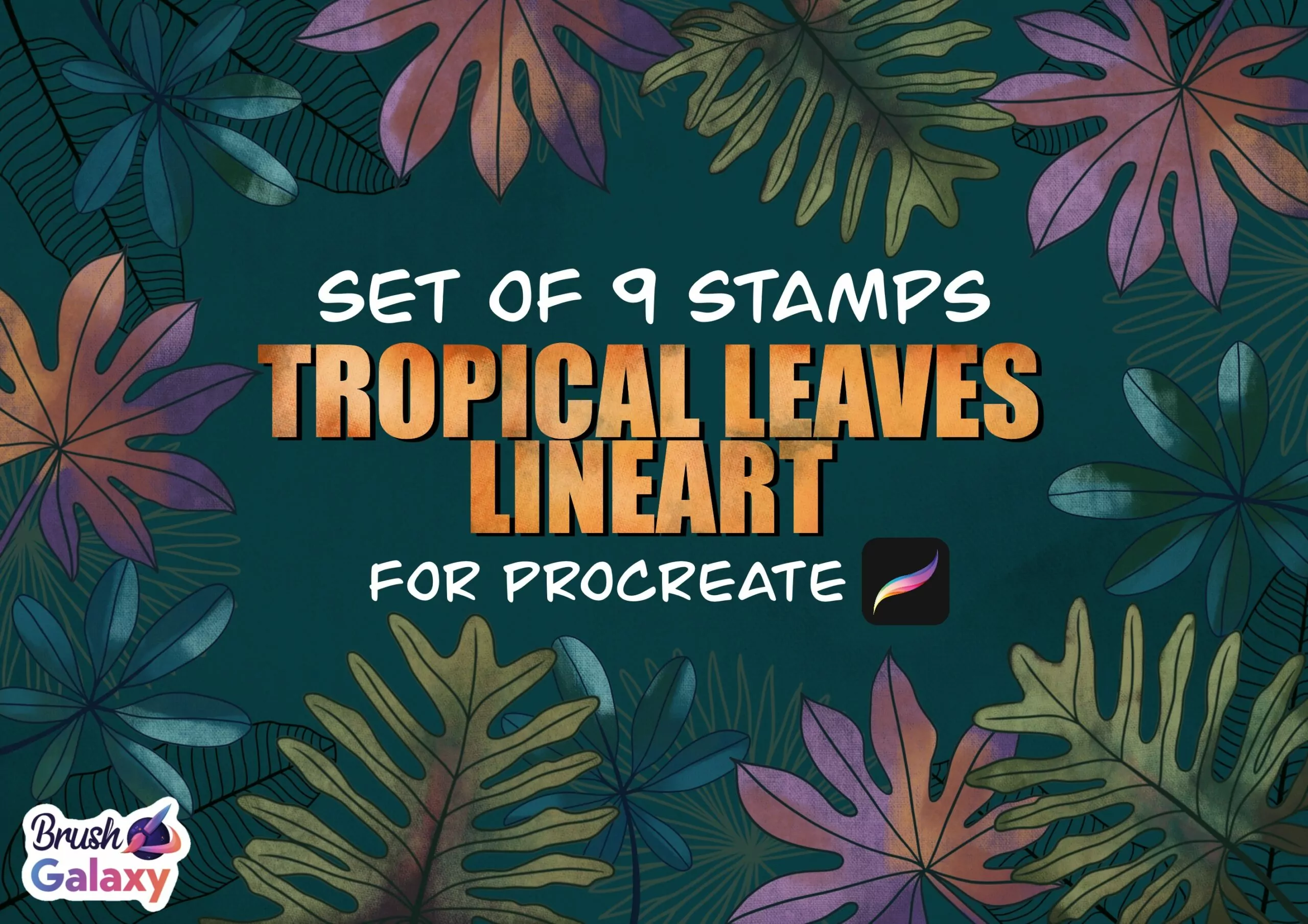 Tropical Leaves Lineart Brushes