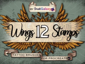 cover image wings tattoo brush pack