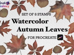 cover image watercolor autumn leaves brush pack