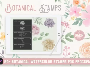 cover image watercolor botanical floral stamps