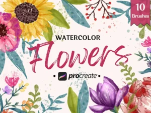 cover image watercolor flowers brush pack