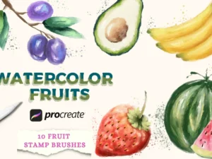 cover image watercolor fruits brush pack