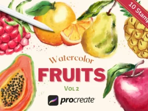 cover image watercolor fruits brush pack vol 2