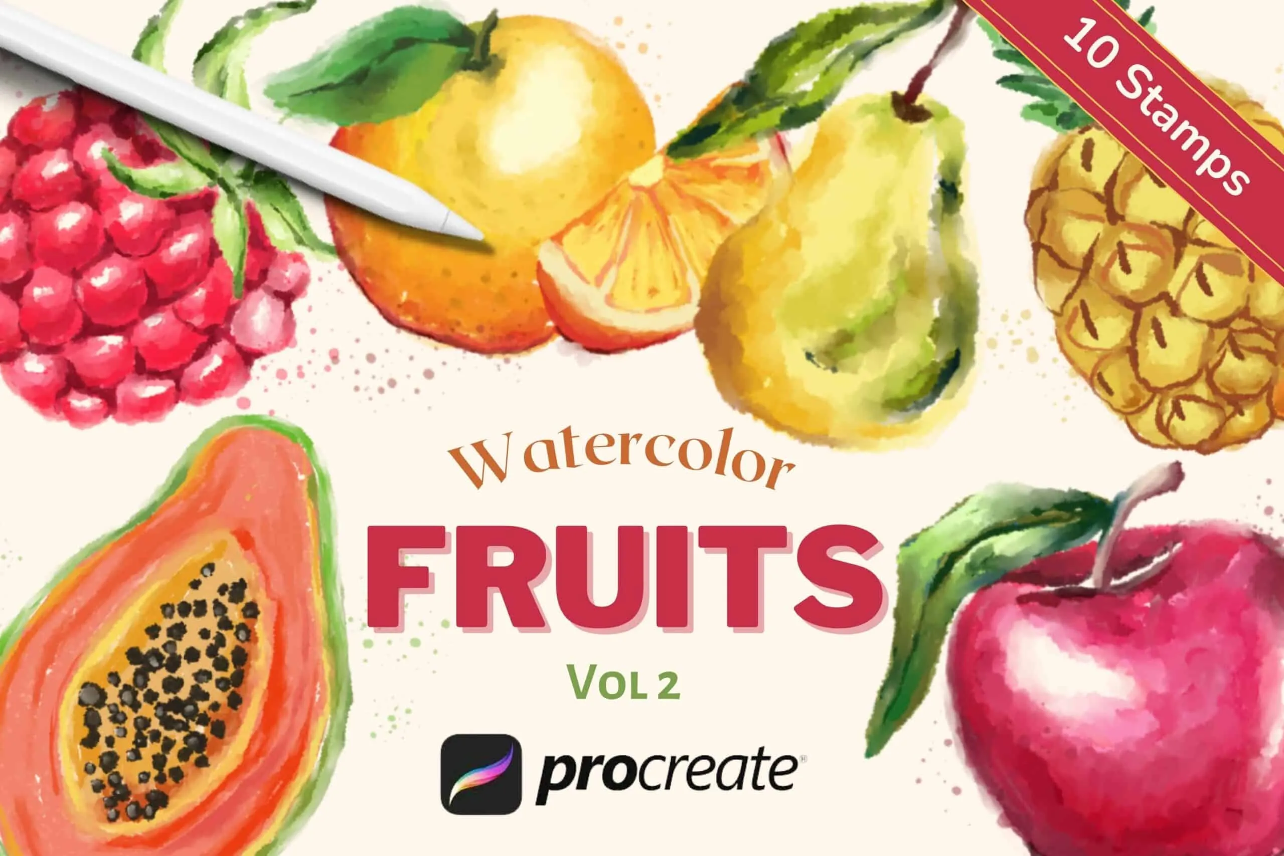 Watercolor Fruits Brush Pack Vol 2