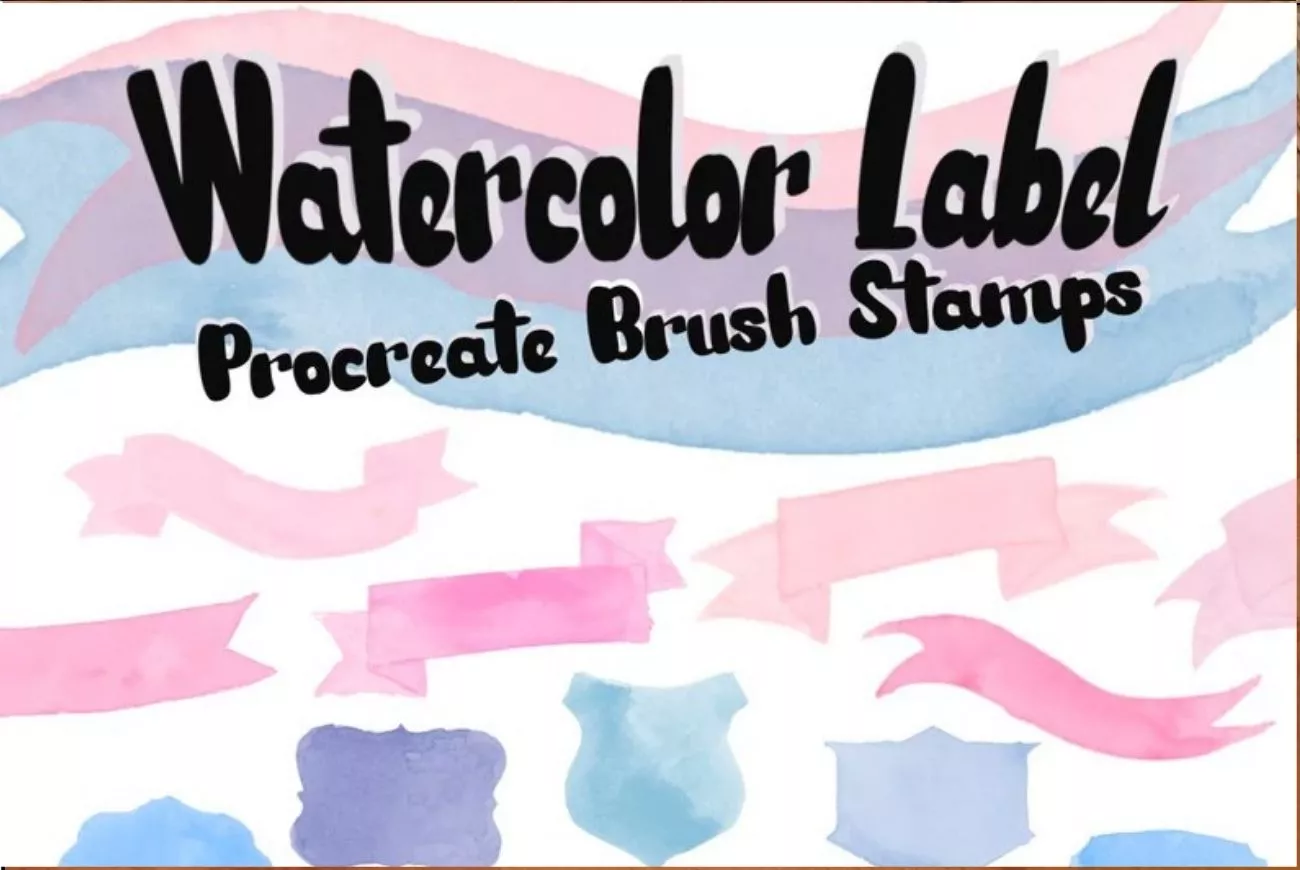 Watercolor Labels Brush Stamps for Procreate