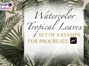 cover image watercolor tropical leaves brush pack