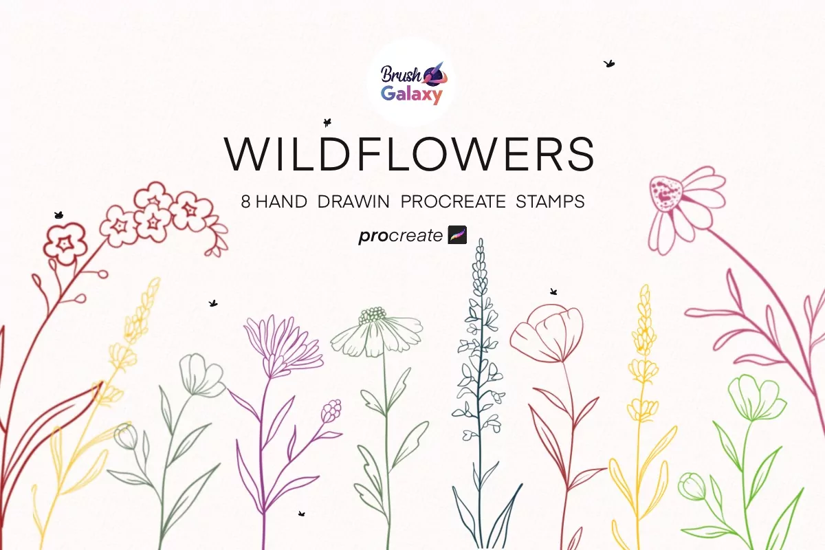 Procreate Brushes and Palettes Bundle - 272 Packs 7 cover image wildflowers stamp set vol 1