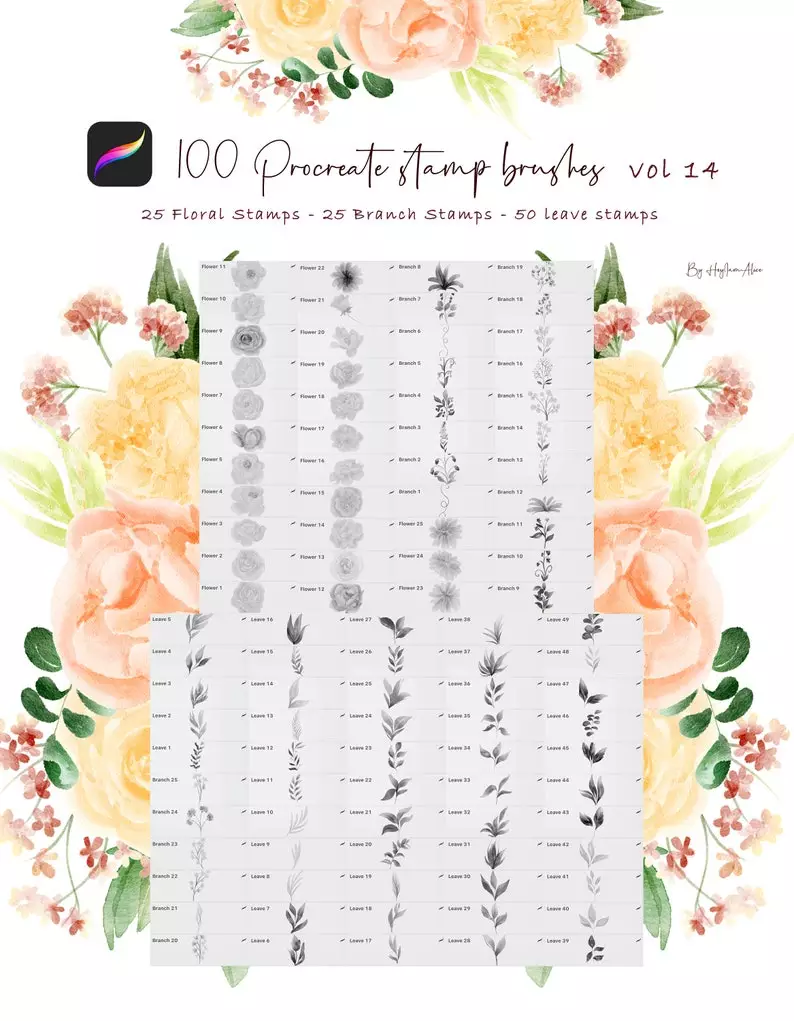 Floral Watercolor Procreate Brushes Vol. 14 4 floral watercolor procreatebrushes vol142