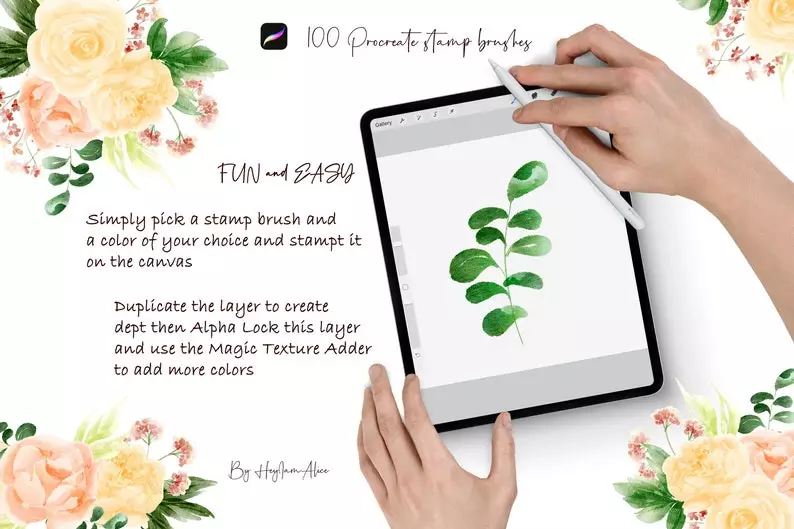 Floral Watercolor Procreate Brushes Vol. 14 6 floral watercolor procreatebrushes vol144