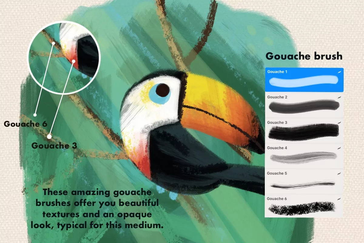 Gouache Brush Set for Procreate, Photoshop, and Clip Studio Paint 3 gouache brush set2