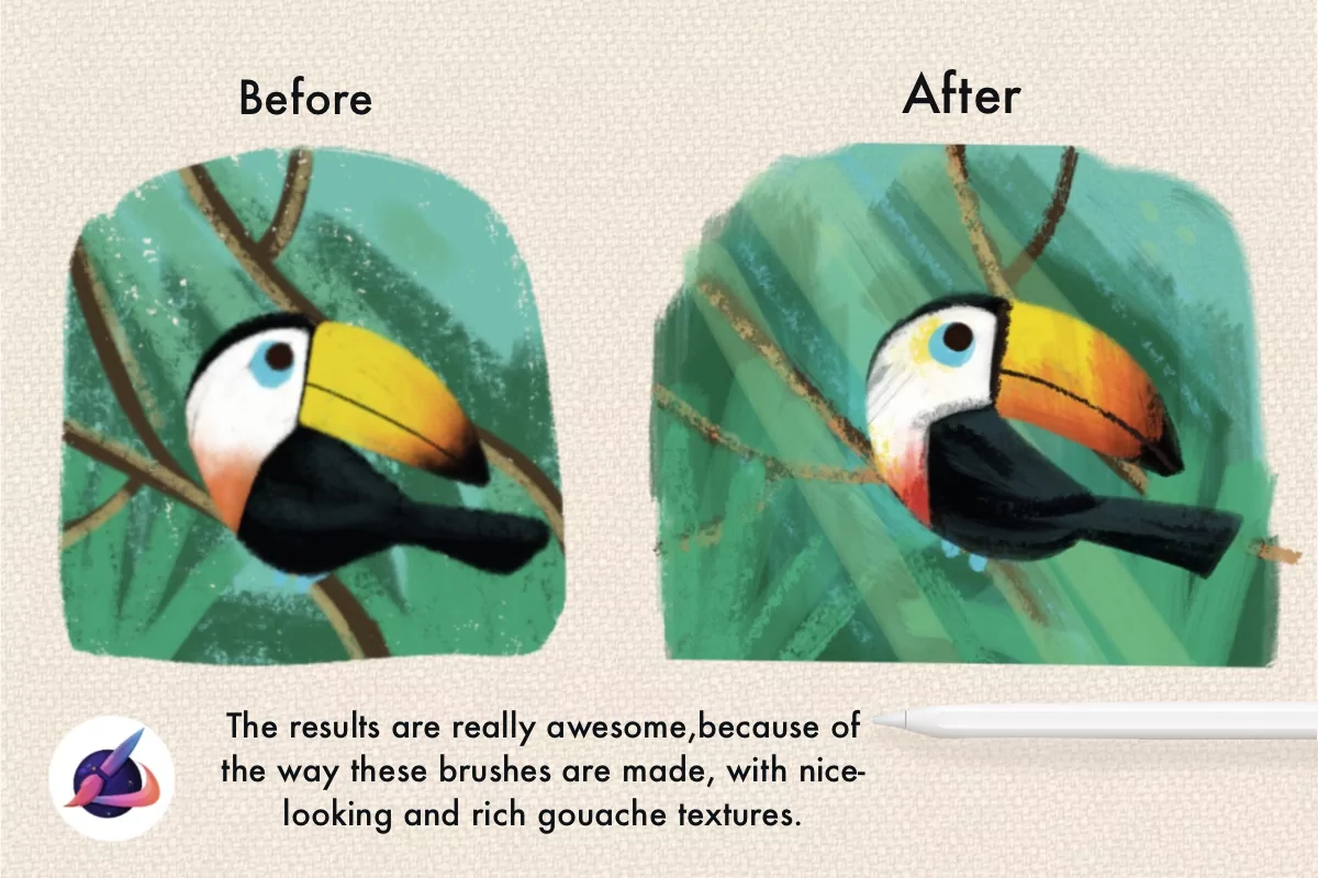Gouache Brush Set for Procreate, Photoshop, and Clip Studio Paint 4 gouache brush set3