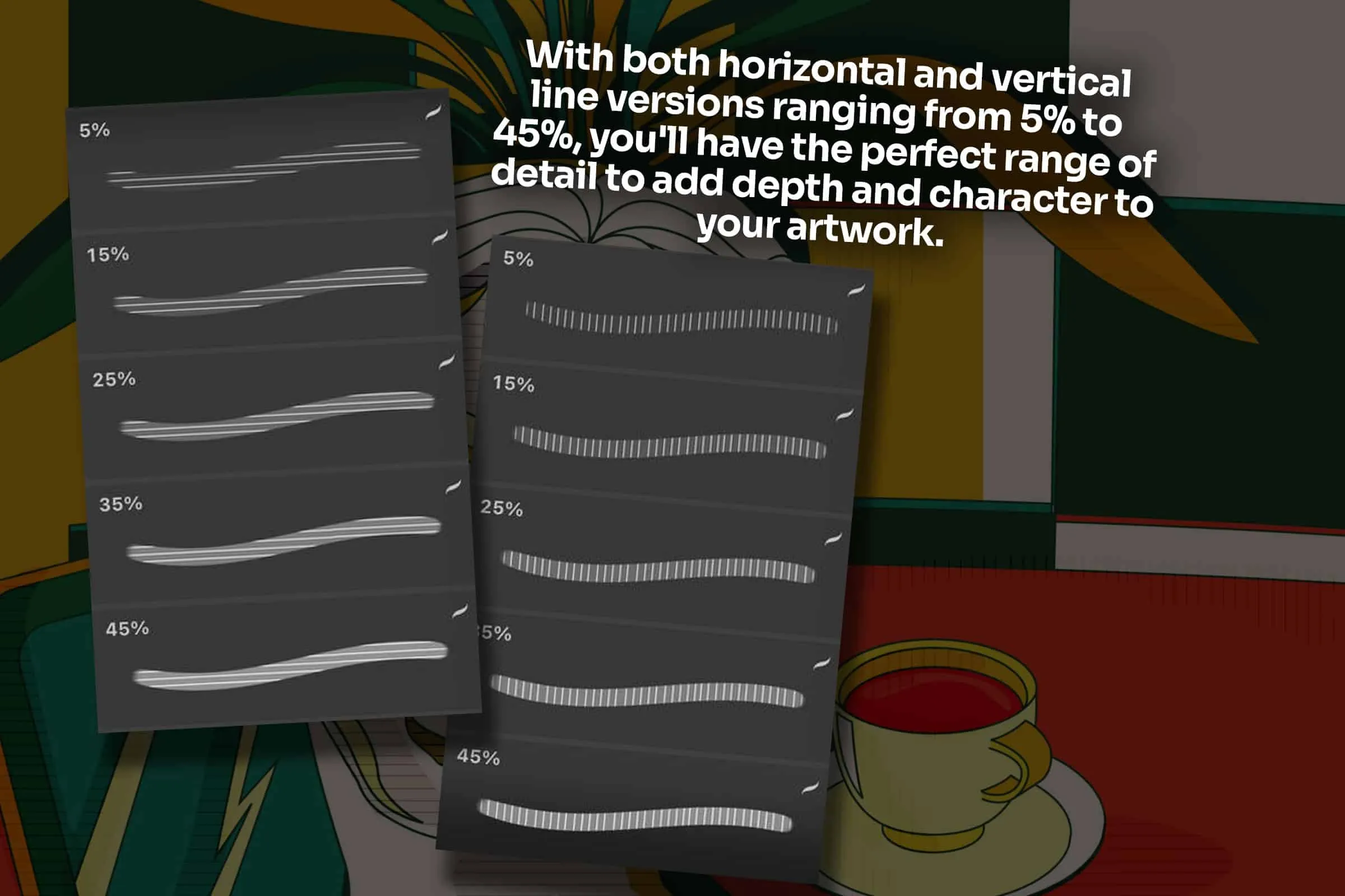Halftone Lines Brush Set 3 halftone lines brush set3