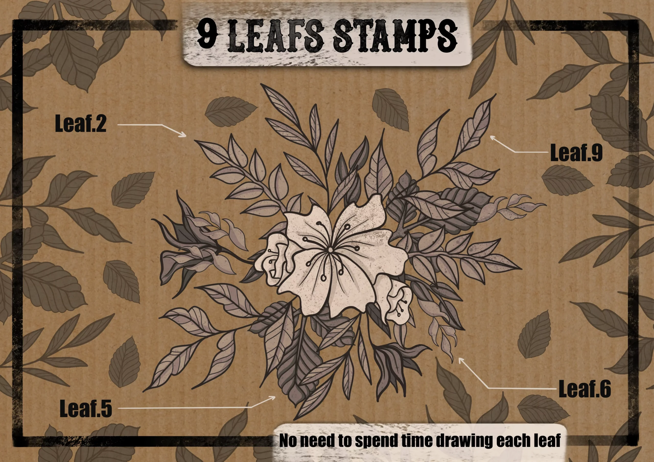 Leaves Tattoo Style Brush Pack Vol 1 4 leaves tattoo style brush pack vol 13
