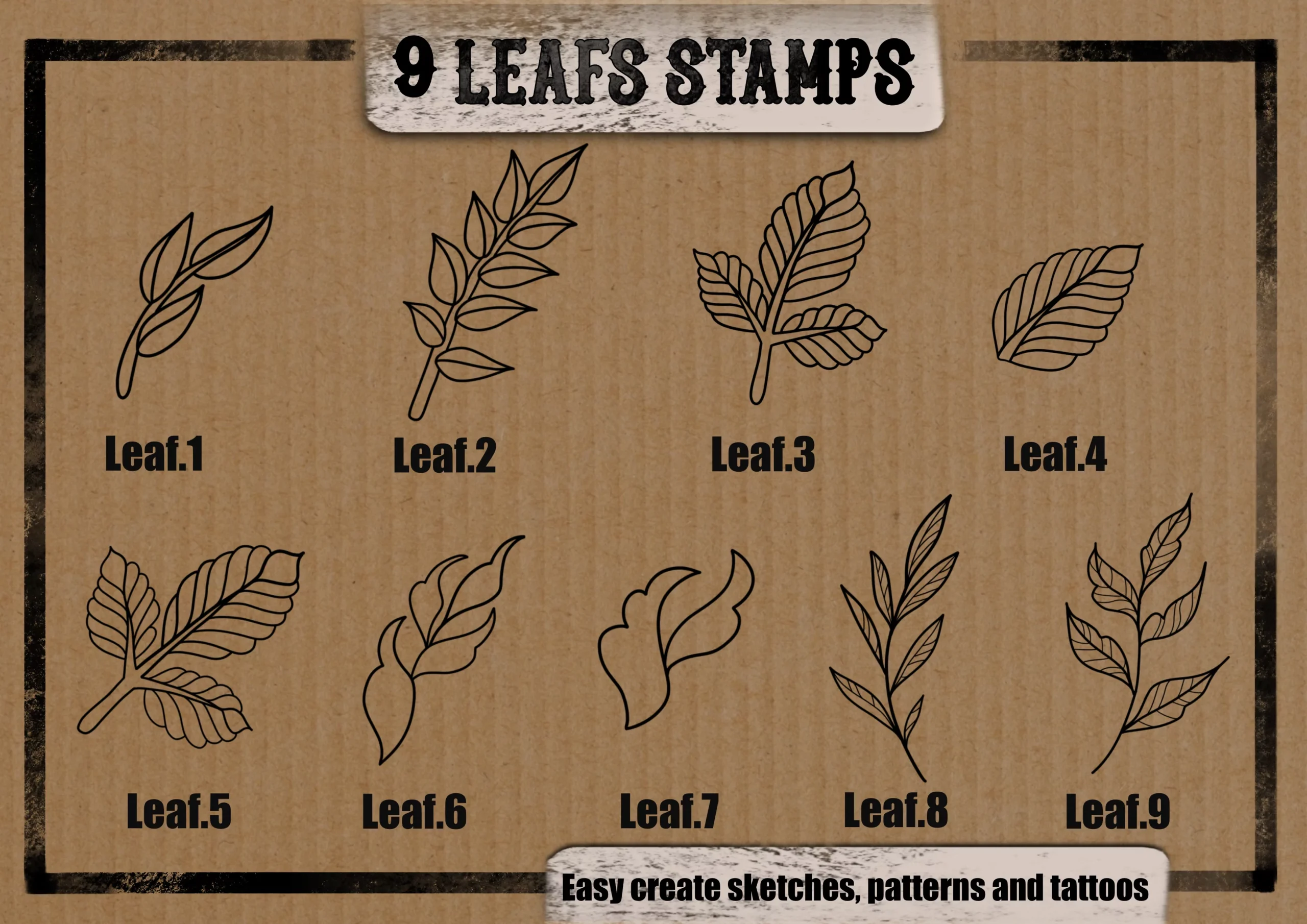 Leaves Tattoo Style Brush Pack Vol 1 5 leaves tattoo style brush pack vol 14