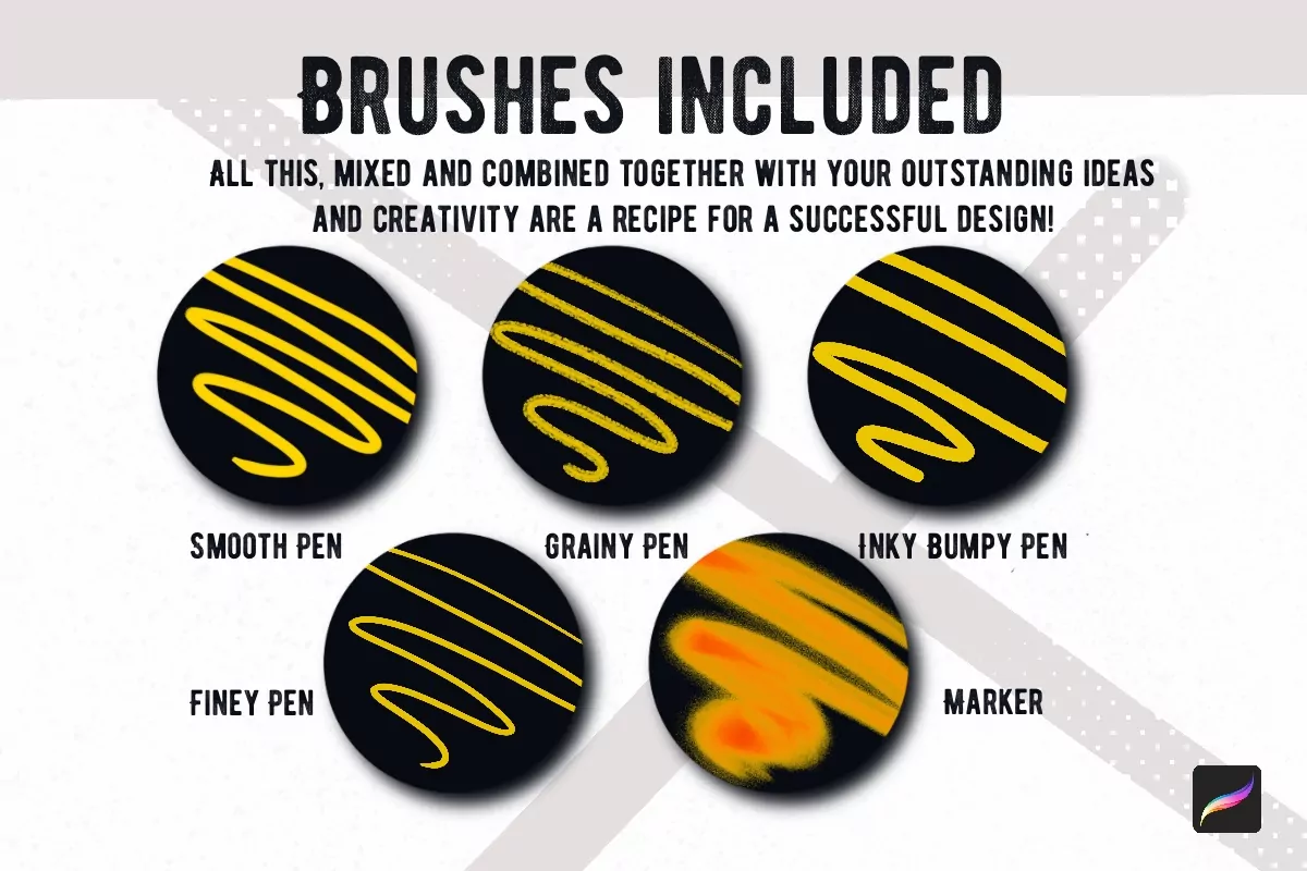 Line Halftone & Grain Shader Brush Set Vol 2 5 line halftone grain shader brush set vol 24