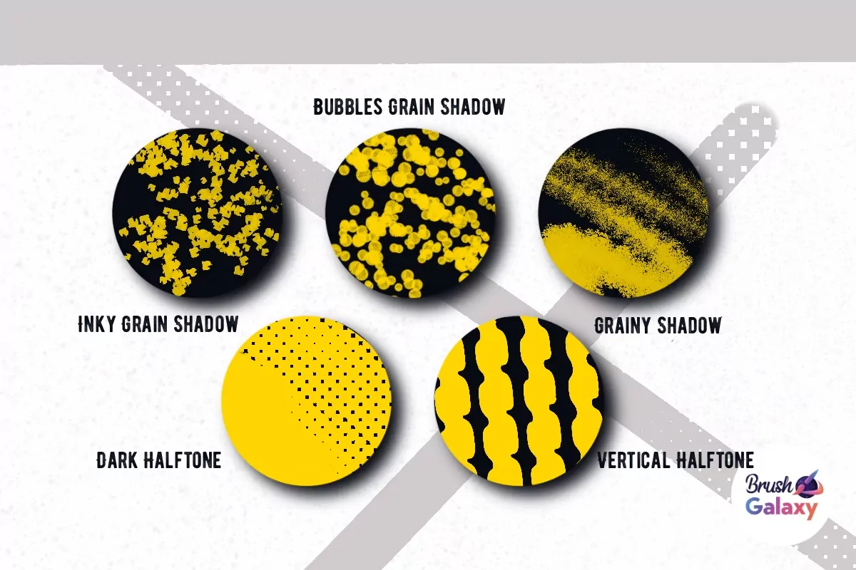 Line Halftone & Grain Shader Brush Set Vol 2 6 line halftone grain shader brush set vol 25