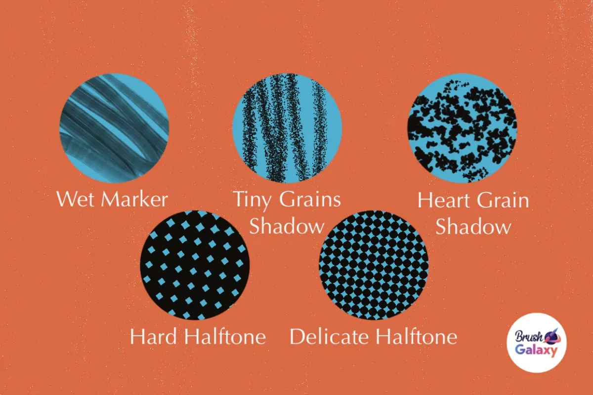 Line Halftone & Grain Shader Brush Set 6 line halftone grain shader brush set5