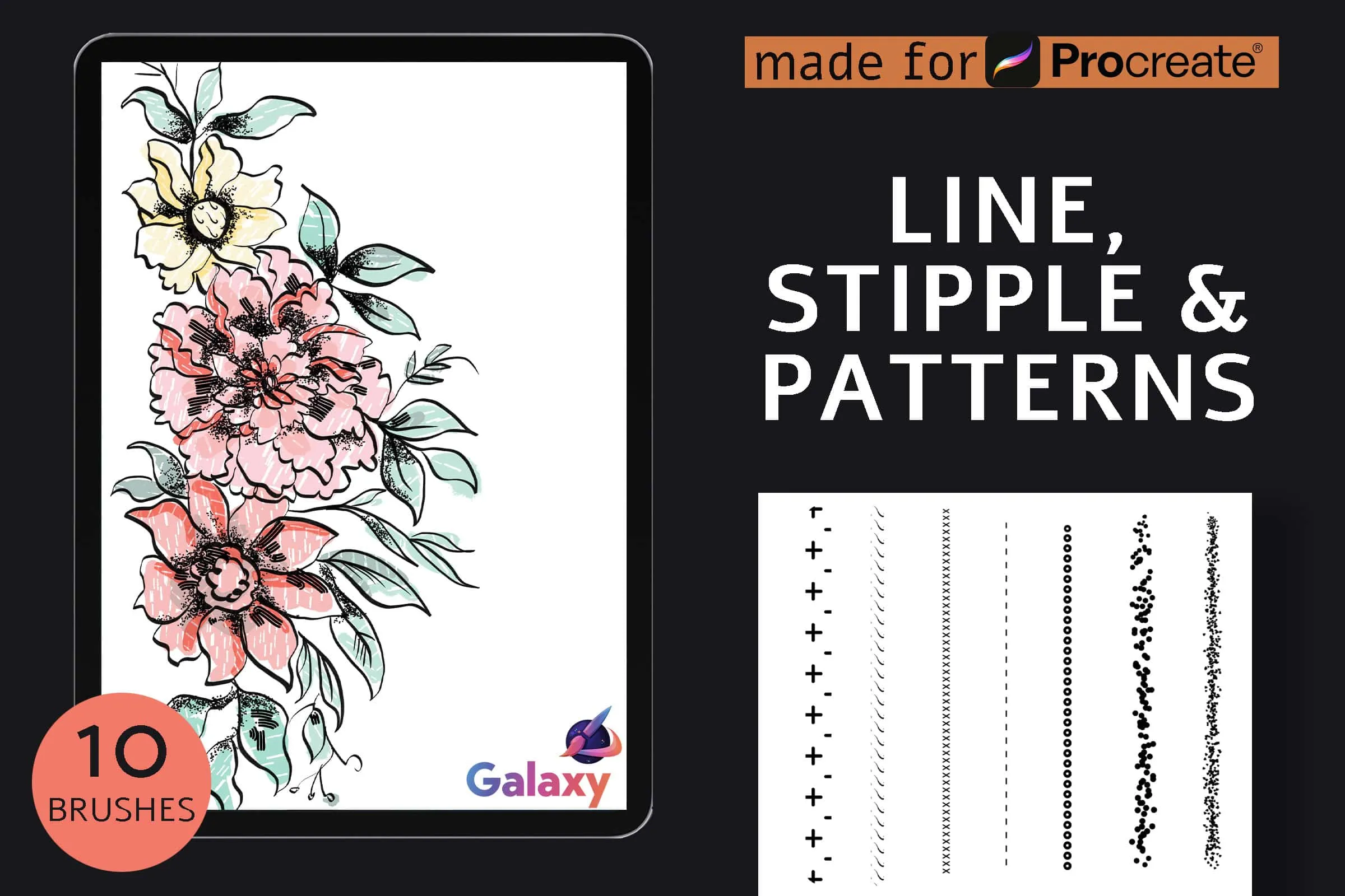 Line, Stipple &amp; Patterns Brush Set