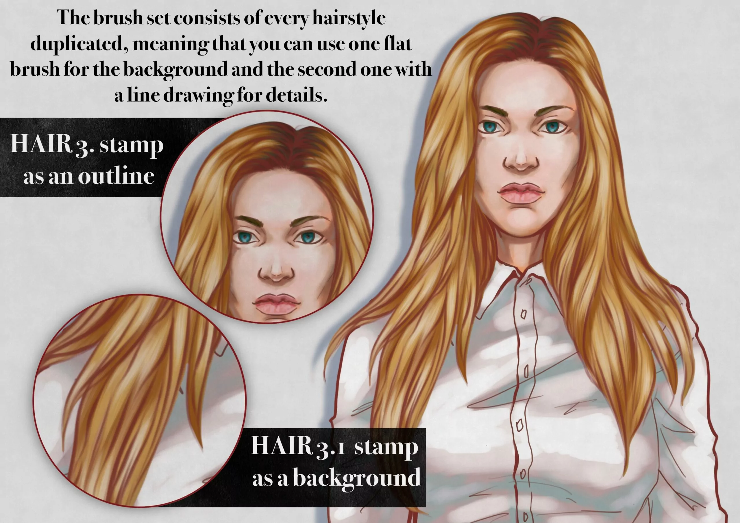 Long Women Hair Brush Set 4 long women hair brush set3