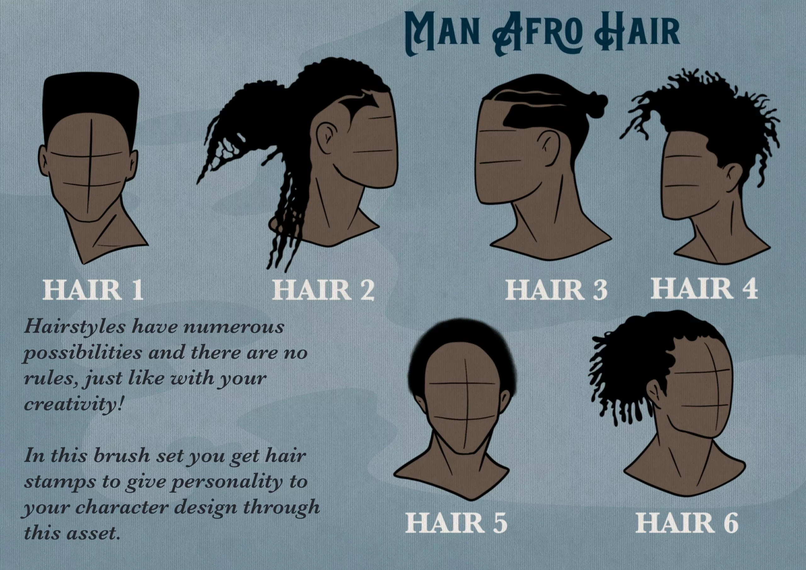 Man Afro Hair Brush Pack Vol 2 3 man afro hair brush pack vol 22