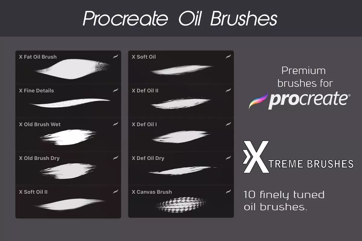 Oil Brushes for Procreate, Photoshop, and Krita 3 oil brushes2