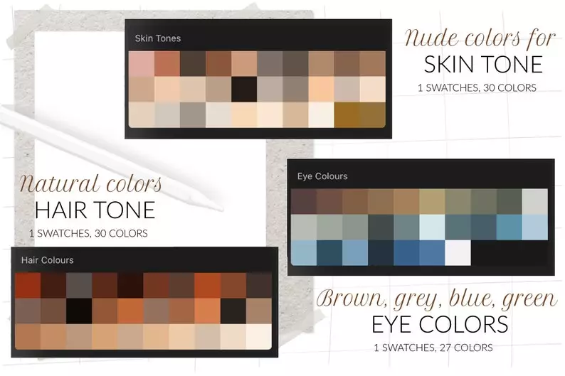 People Portrait Swatches for Procreate 5 people portrait swatches for procreate4