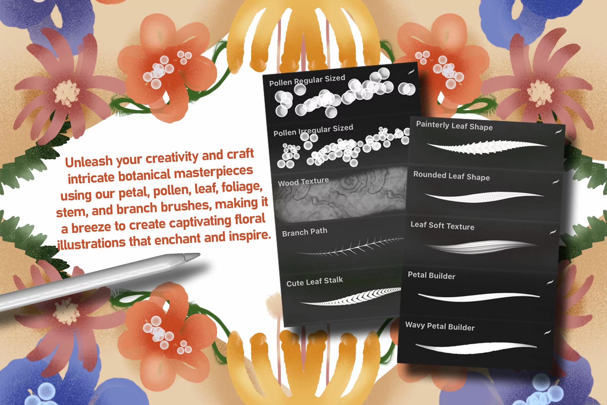 Petal, Pollen, Leaf, Foliage, Stem & Branch Brush Set Vol 3 2 petal pollen leaf foliage stem branch brush set vol2 1