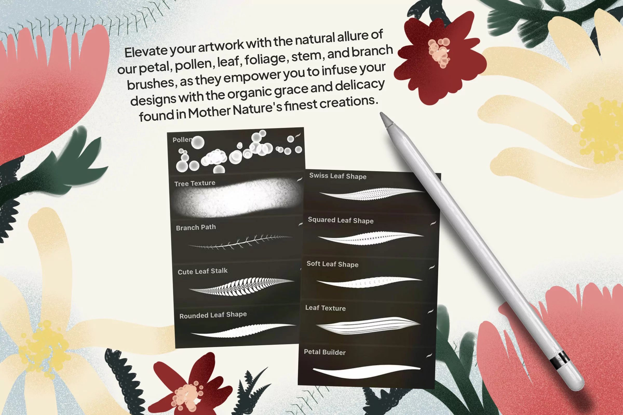 Petal, Pollen, Leaf, Foliage, Stem & Branch Brush Set Vol 2 2 petal pollen leaf foliage stem branch brush set vol2