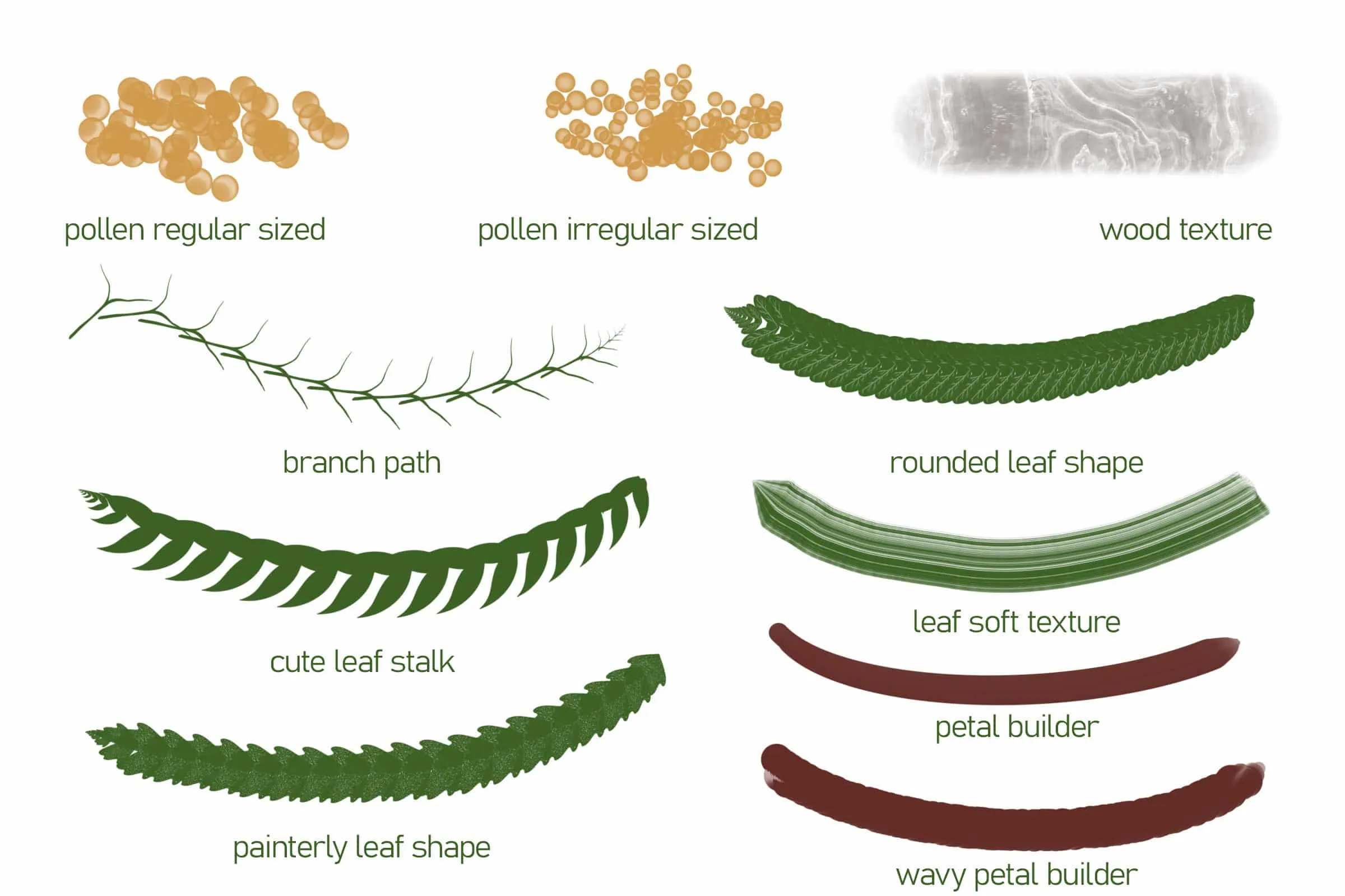 Petal, Pollen, Leaf, Foliage, Stem & Branch Brush Set Vol 3 4 petal pollen leaf foliage stem branch brush set vol4 1