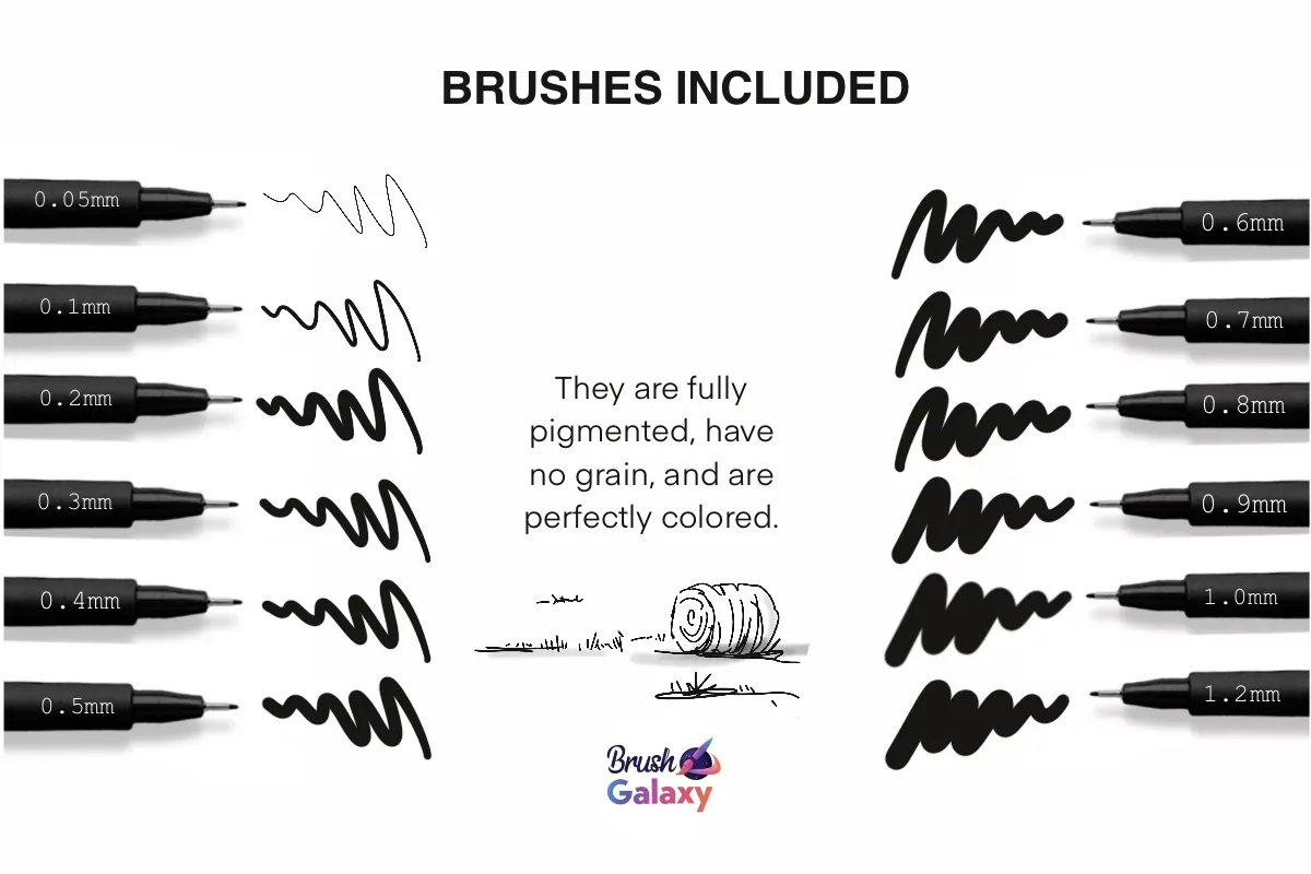 Pigment Liner Brush Set 4 pigment liner brush set4