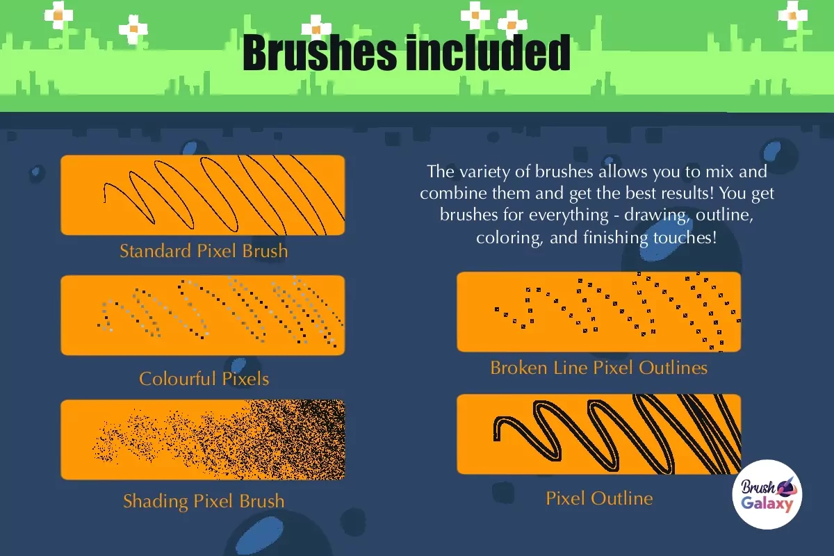 Pixel Brush Pack for Procreate and Krita 5 pixel brush pack5