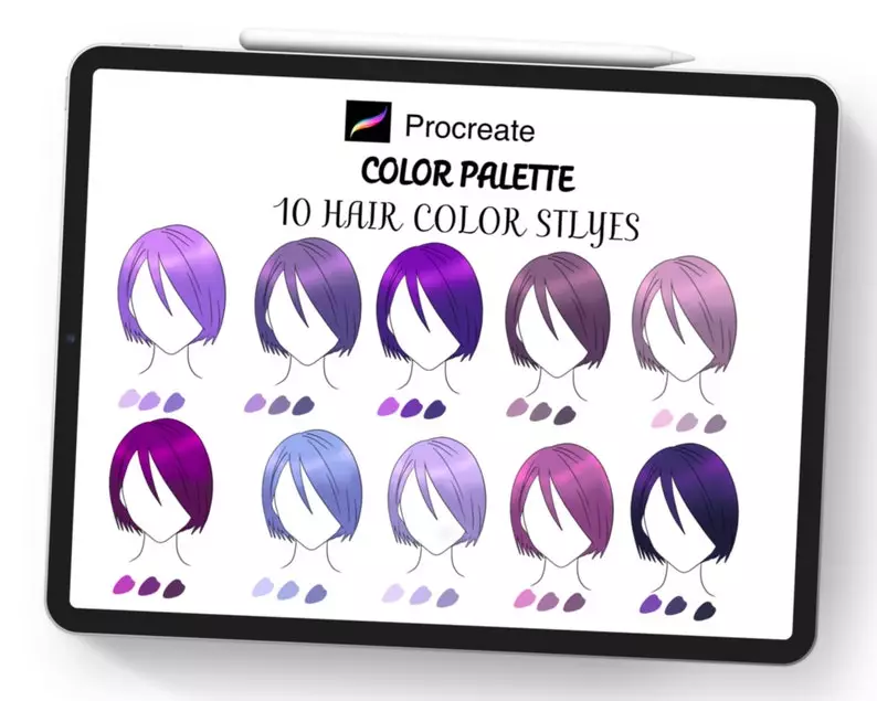 Procreate Hair Color Palette Bundle 2 procreate hair color palette bundle2