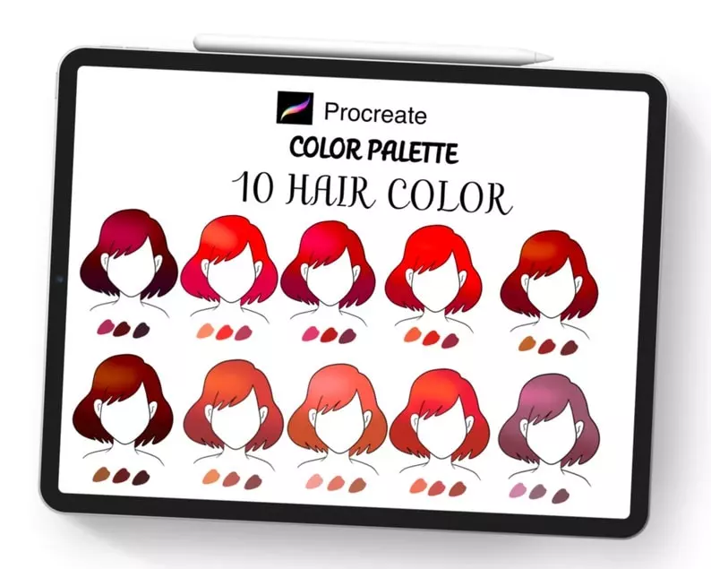 Procreate Hair Color Palette Bundle 3 procreate hair color palette bundle3