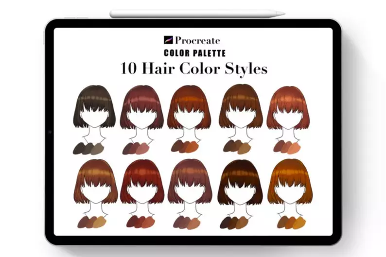 Procreate Hair Color Palette Bundle 4 procreate hair color palette bundle4