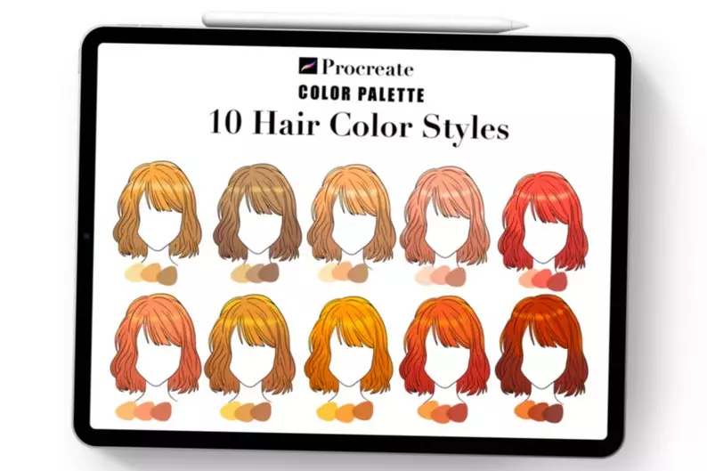 Procreate Hair Color Palette Bundle 5 procreate hair color palette bundle5