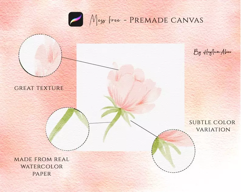 Procreate Watercolor Paper Canvas - Rose 4 procreate watercolor paper canvas rose2