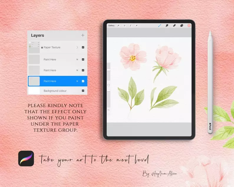 Procreate Watercolor Paper Canvas - Rose 8 procreate watercolor paper canvas rose6