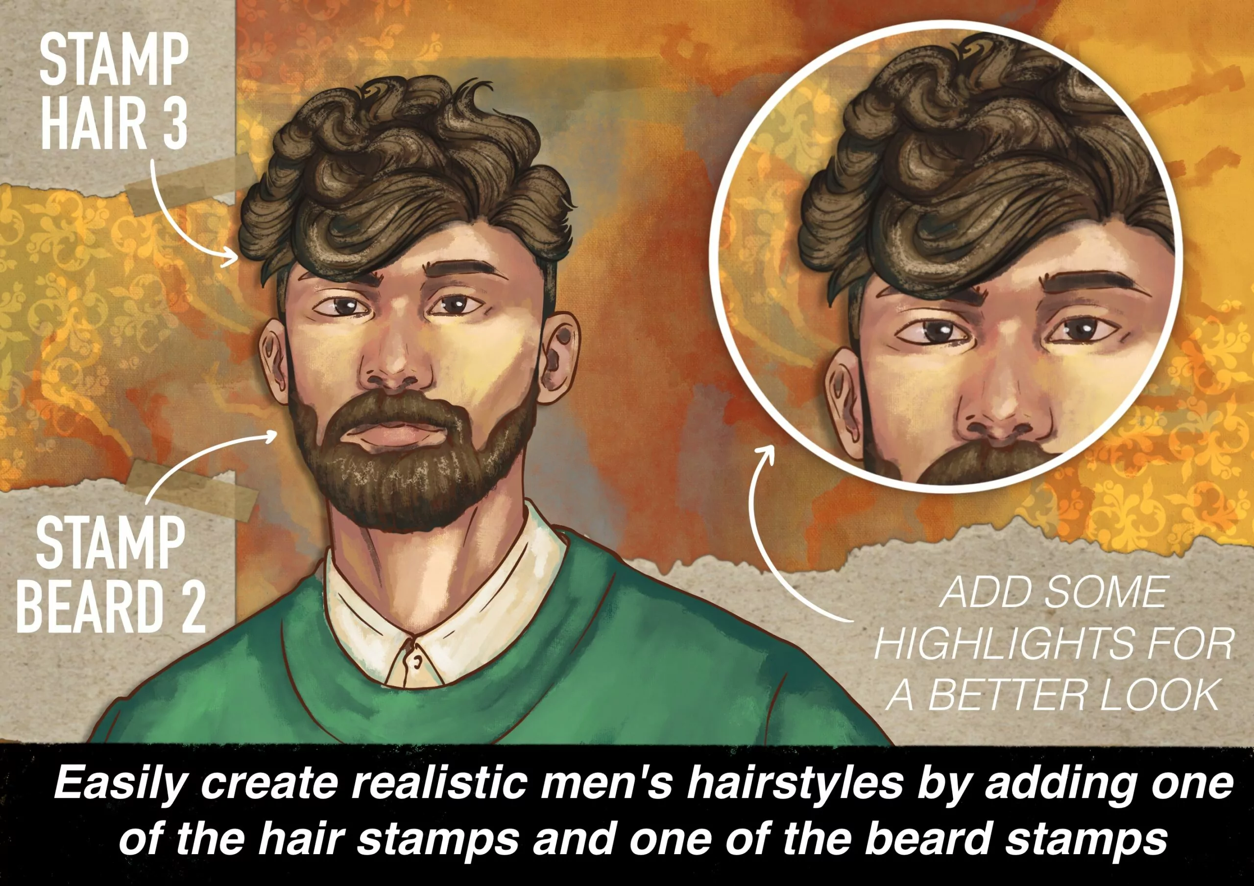 Short Hair & Beard Man Stamps Vol 2 4 short hair beard man stamps vol 23